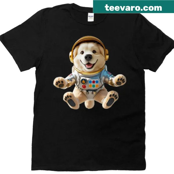 Dog in space suit with stars illustration on t-shirt