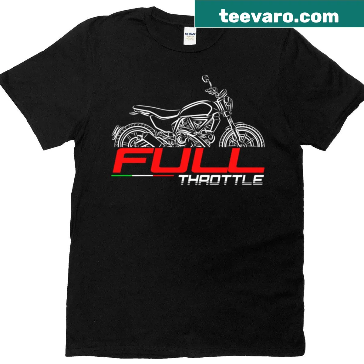 Ducati Full Throttle graphic T-shirt designed for bikers — on a men's t-shirt
