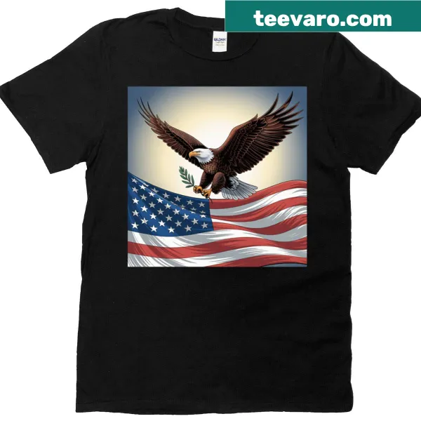 Eagle and USA flag graphic on oversized t-shirt