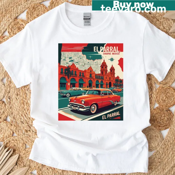 T-shirt featuring a vintage travel map of El Parral, Chiapas, Mexico