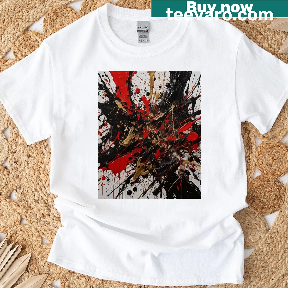Abstract expressionism graphic t-shirt with dynamic emotional design — on a men's t-shirt