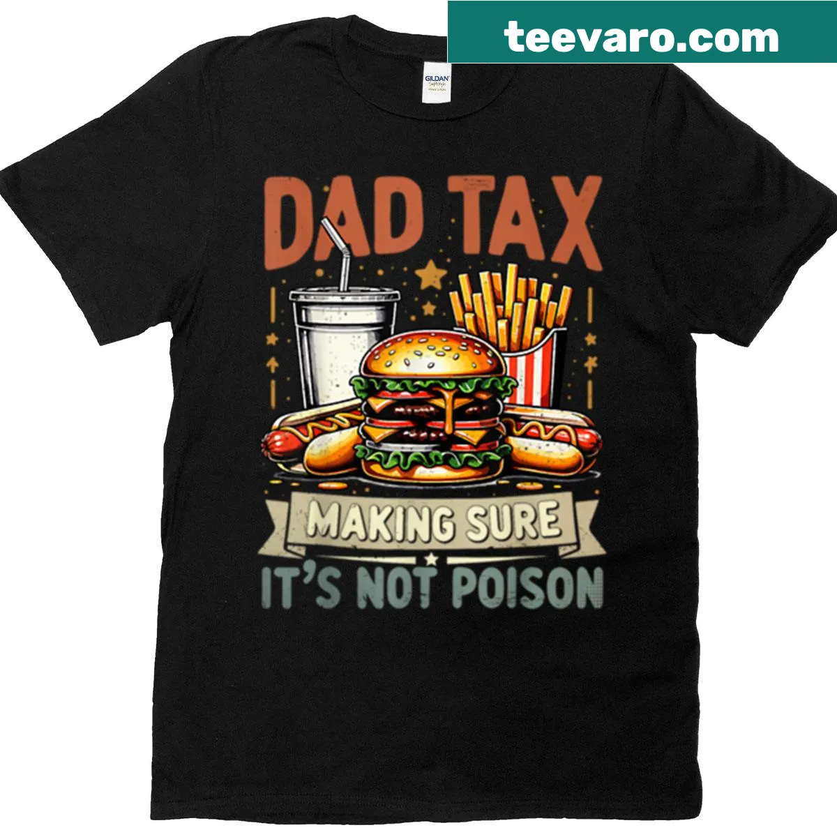 Father-focused typography t-shirt about food safety — on a men's t-shirt