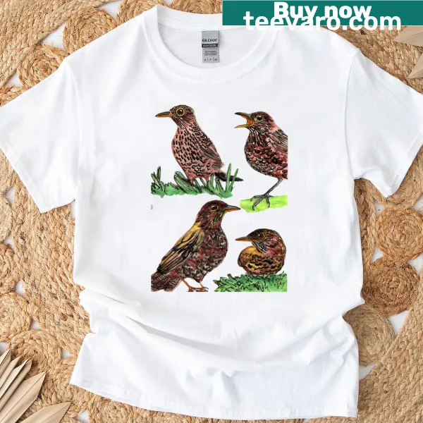 Oversized T-shirt featuring an illustration of a female blackbird