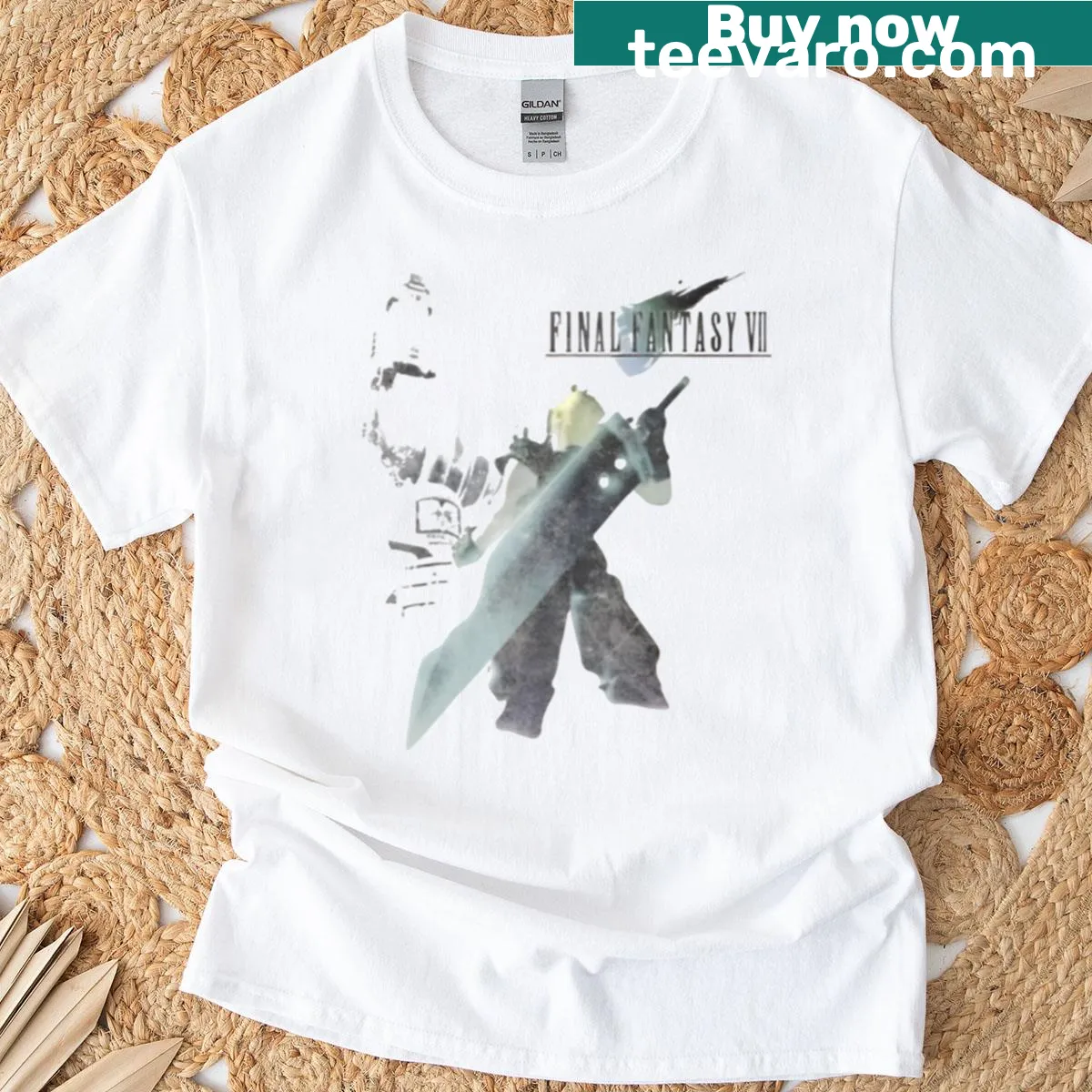 T-shirt with Cloud Strife logo from Final Fantasy VII — on a men's t-shirt