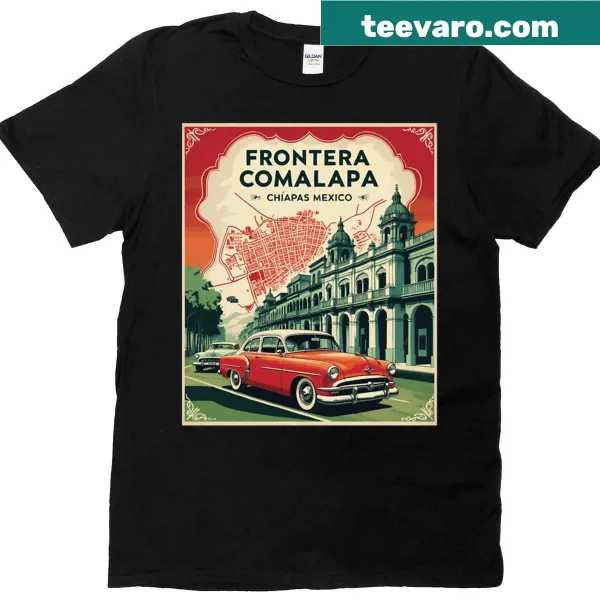 Vintage map illustration of Frontera Comalapa Chiapas on a T-shirt