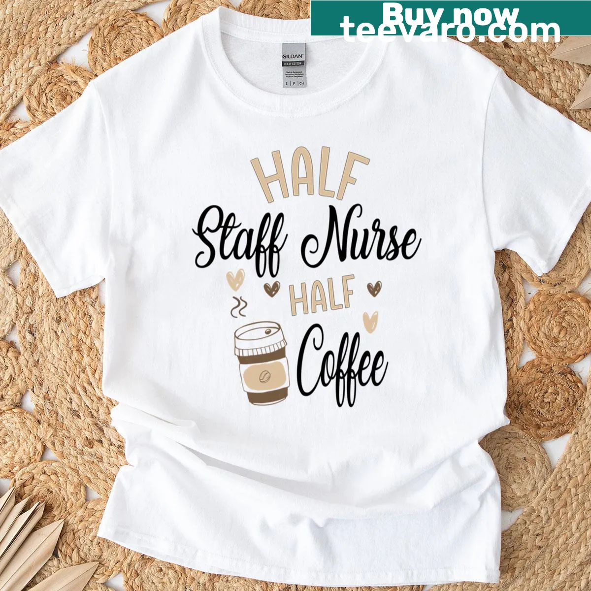 T-shirt with a funny coffee quote designed for staff nurses — on a men's t-shirt