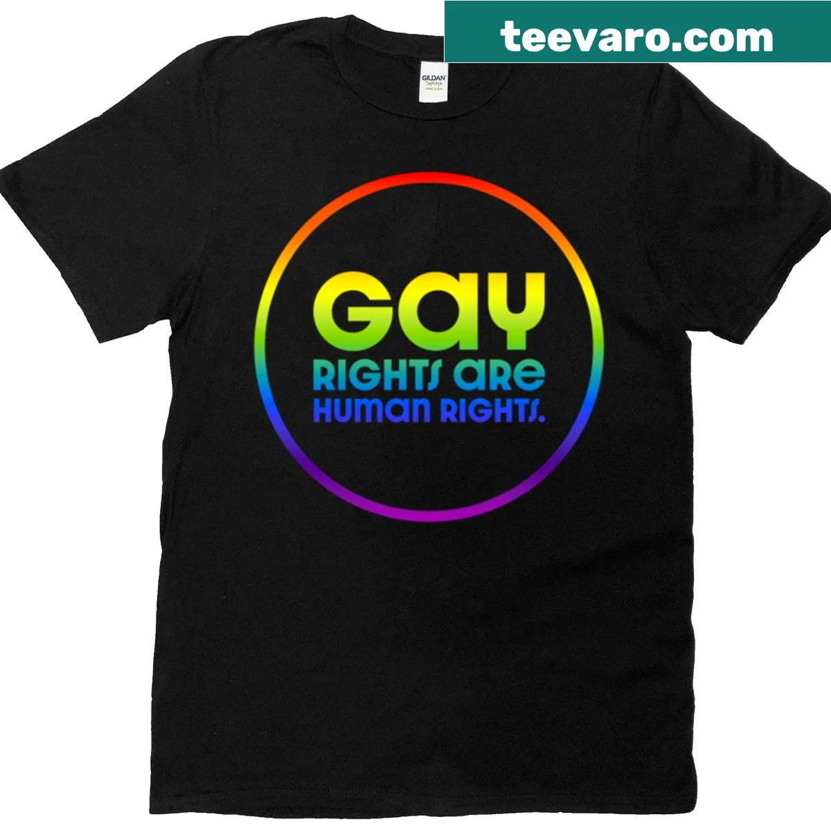 T-shirt with the text 'Gay Rights Are Human Rights' prominently displayed — on a men's t-shirt