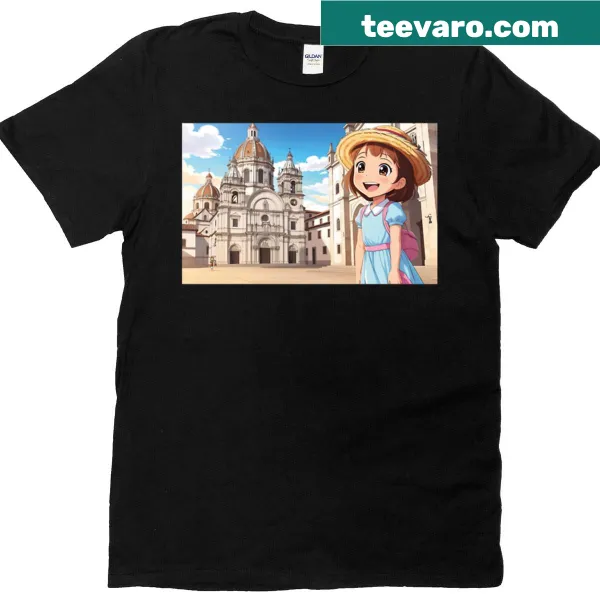 Illustration of a girl in a church in Quito, Ecuador T-shirt