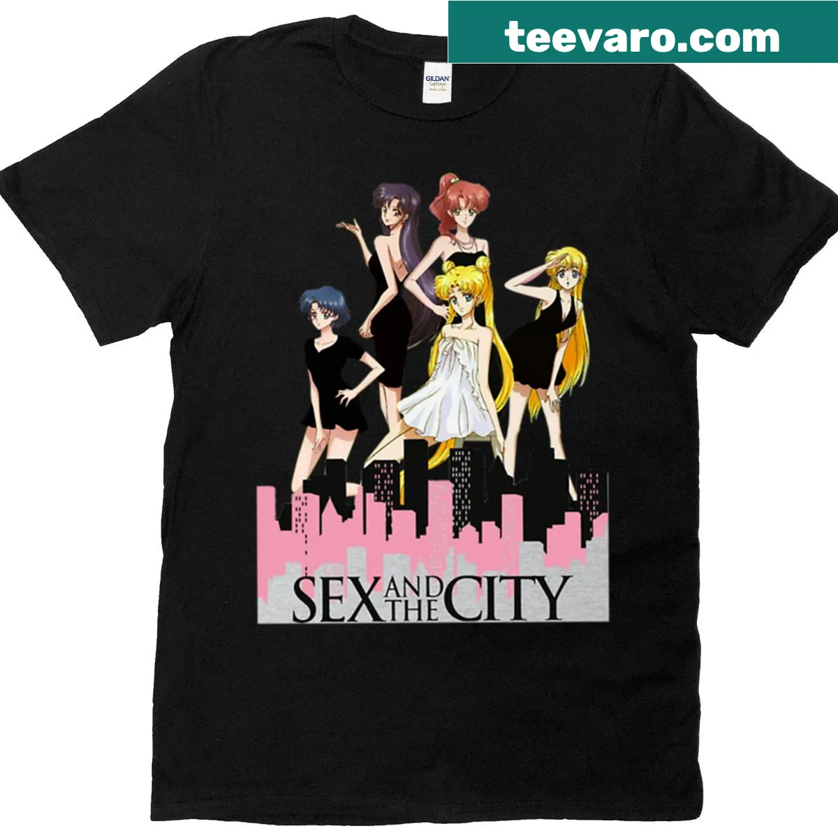 Stylish silhouette t-shirt celebrating women in urban settings. — on a men's t-shirt