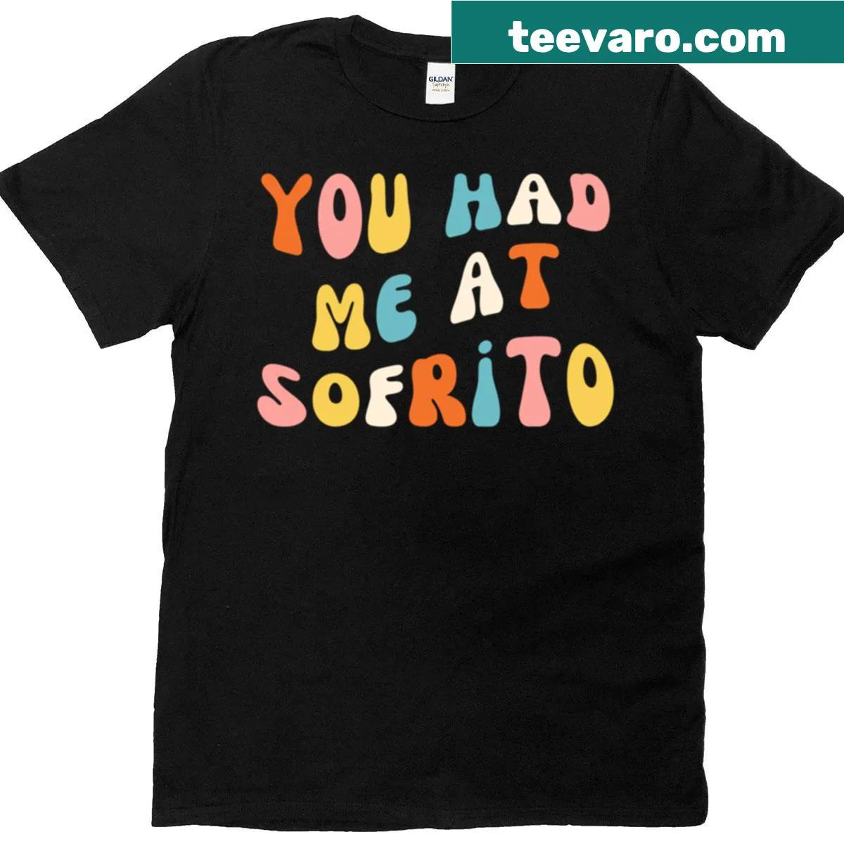 Illustration of 'You Had Me At Sofrito' on a playful oversized T-shirt — on a men's t-shirt