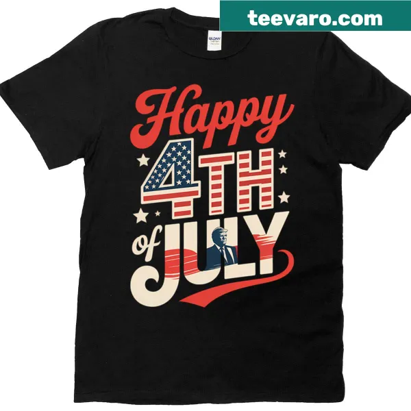 T-shirt featuring a Trump flag design for Fourth of July