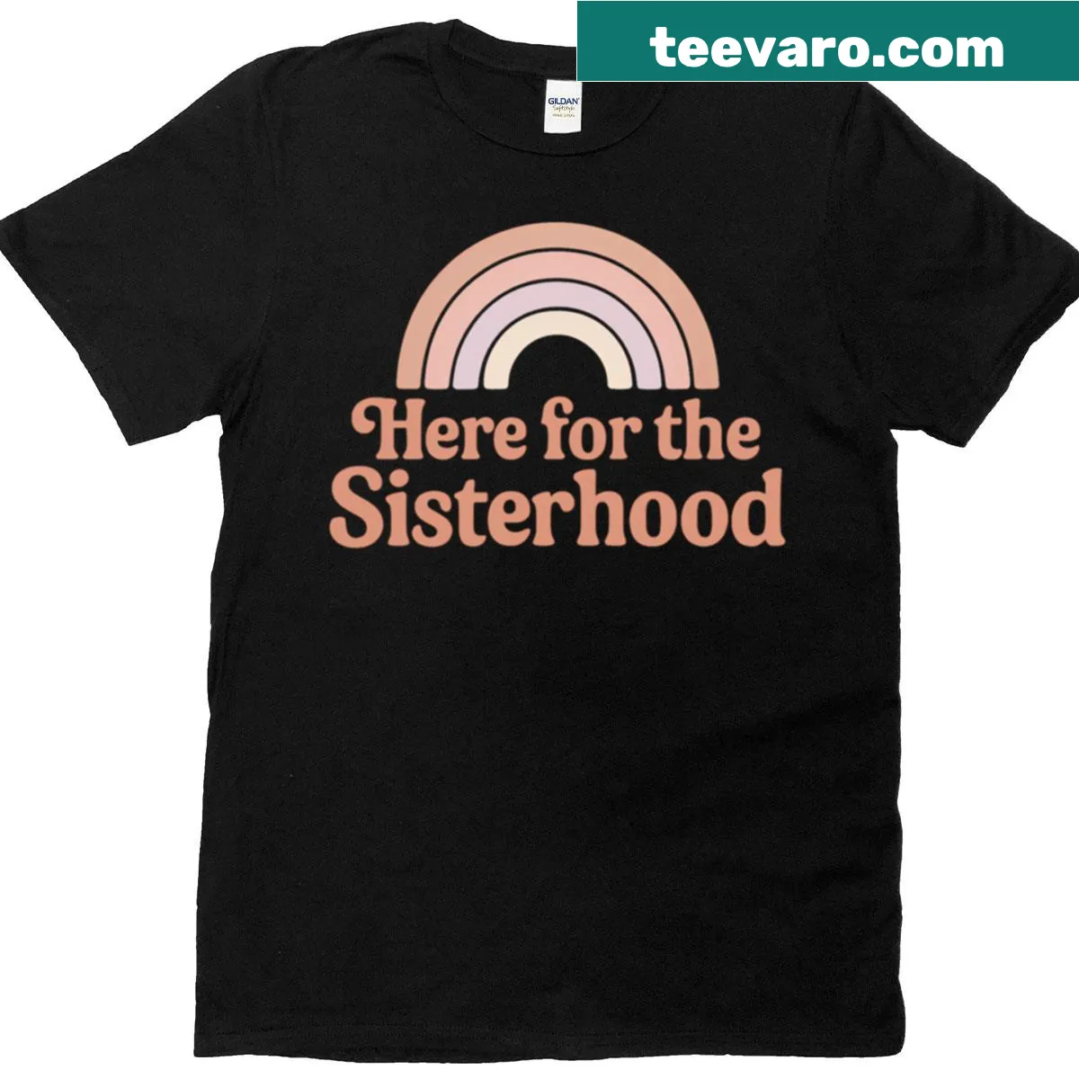 Boho sorority t-shirt with a rainbow graphic and playful text — on a men's t-shirt