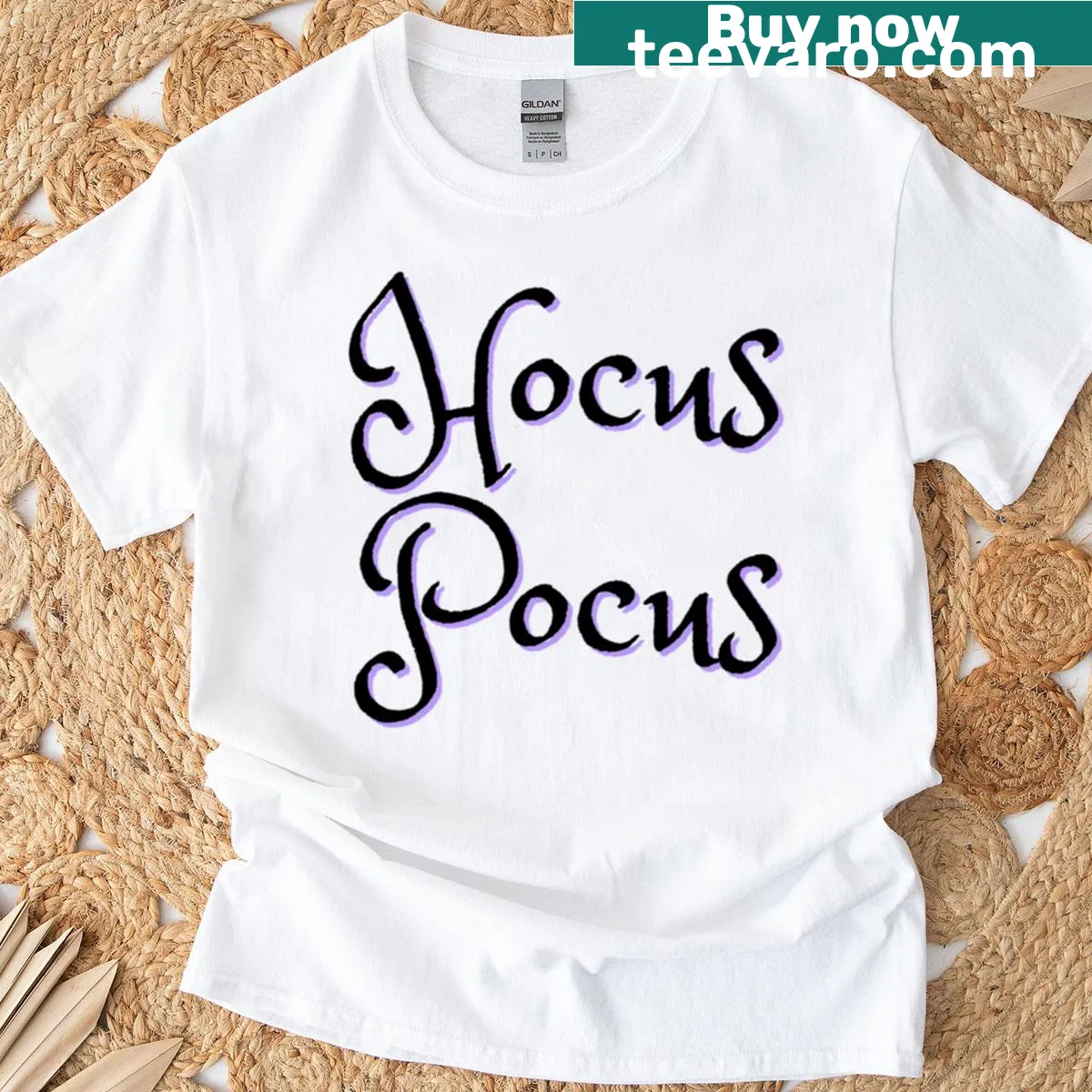 Hocus Pocus themed t-shirt with playful typography design — on a men's t-shirt