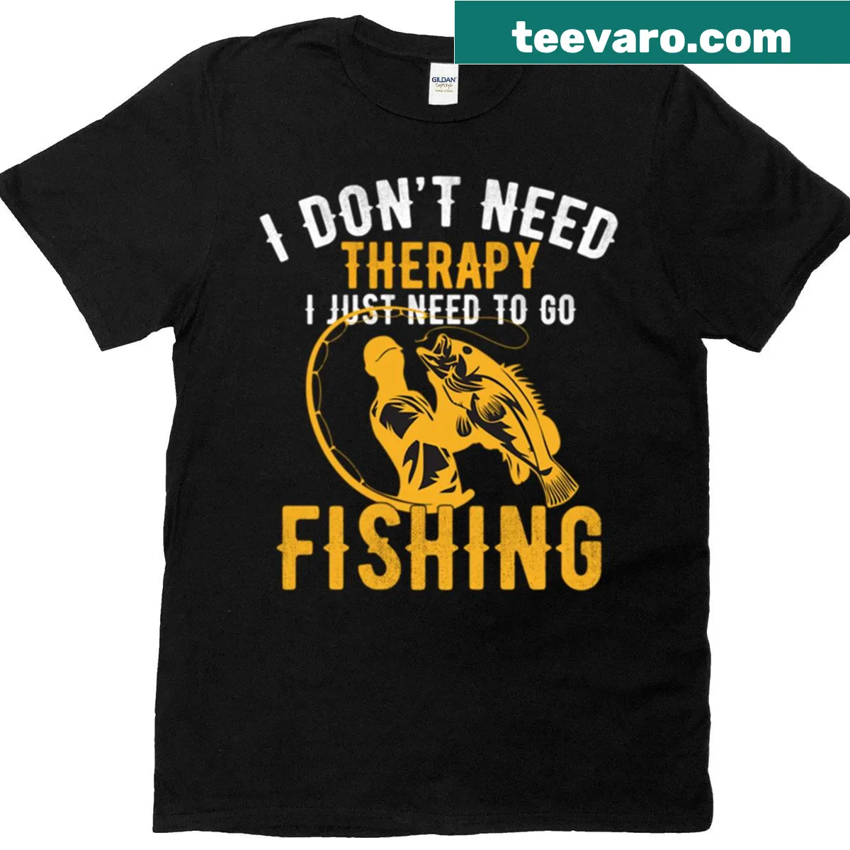 Fishing therapy t-shirt with a calming typography design — on a men's t-shirt