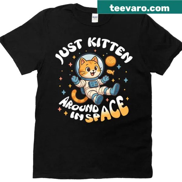 Kawaii cat in space design on a t-shirt