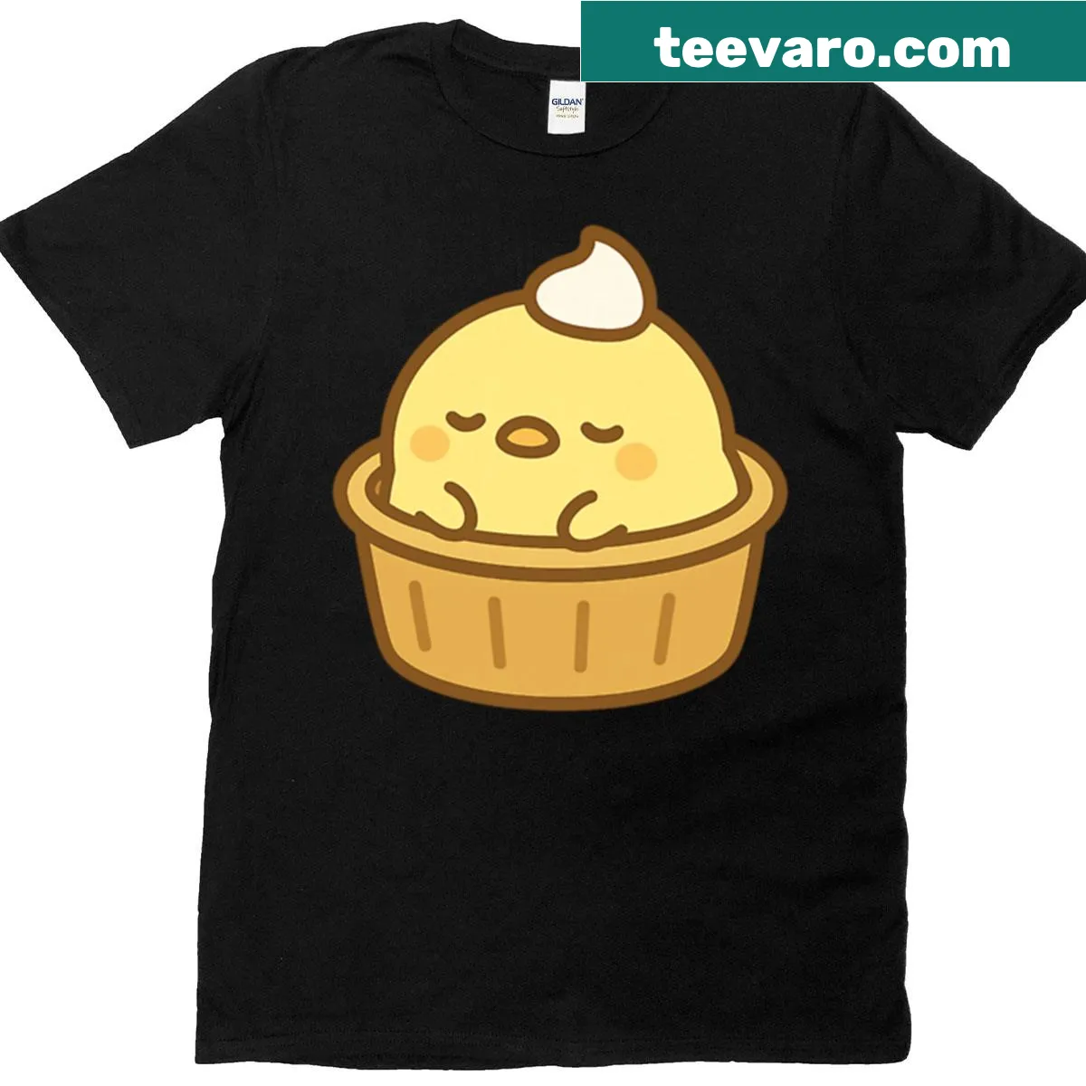 Cute chick in tart design on Kawaii dessert t-shirt — on a men's t-shirt
