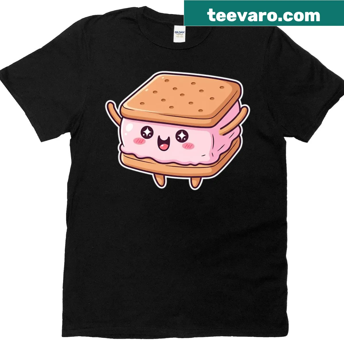 Oversized T-shirt featuring a cute ice cream sandwich graphic — on a men's t-shirt