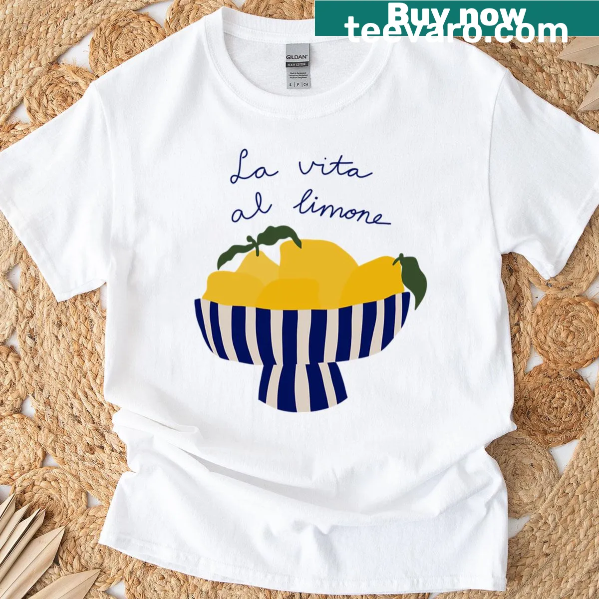 La Vita Al Limone graphic on a casual T-shirt — on a men's t-shirt