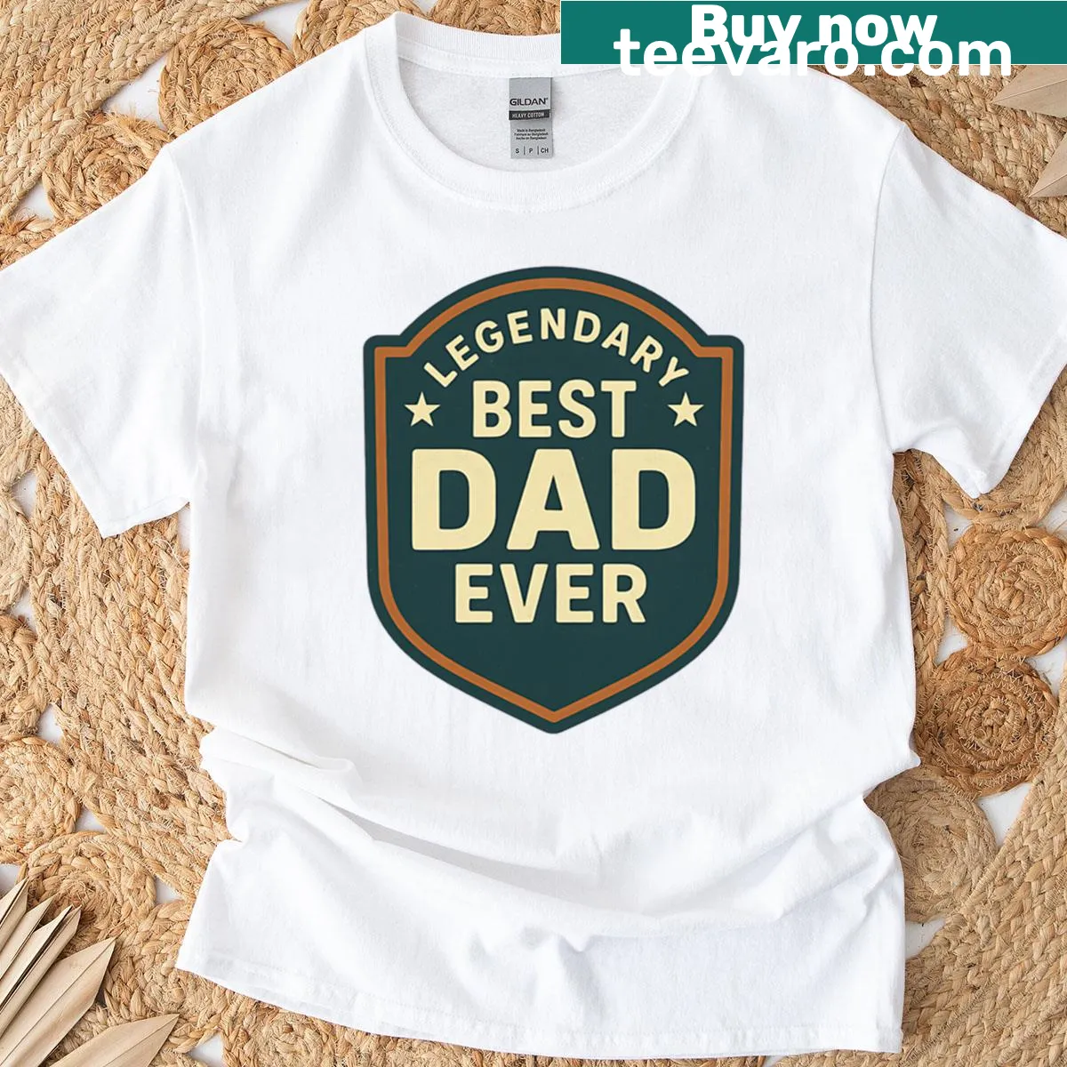 T-shirt with 'Legendary Best Dad Ever' text — on a men's t-shirt