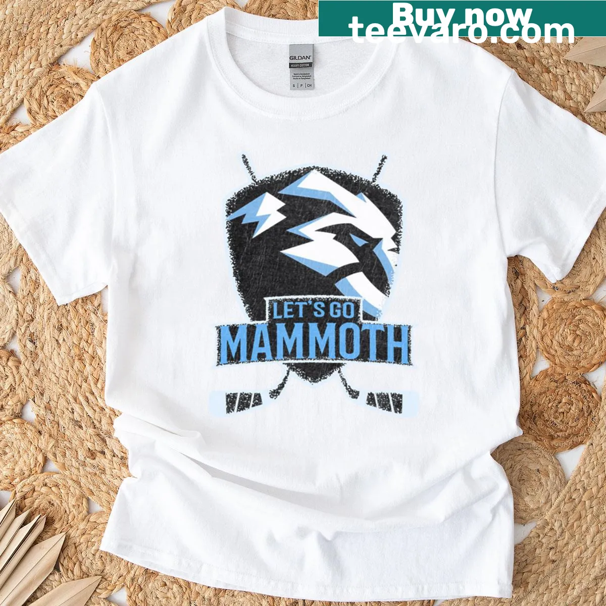 Oversized T-shirt featuring a playful mammoth illustration — on a men's t-shirt