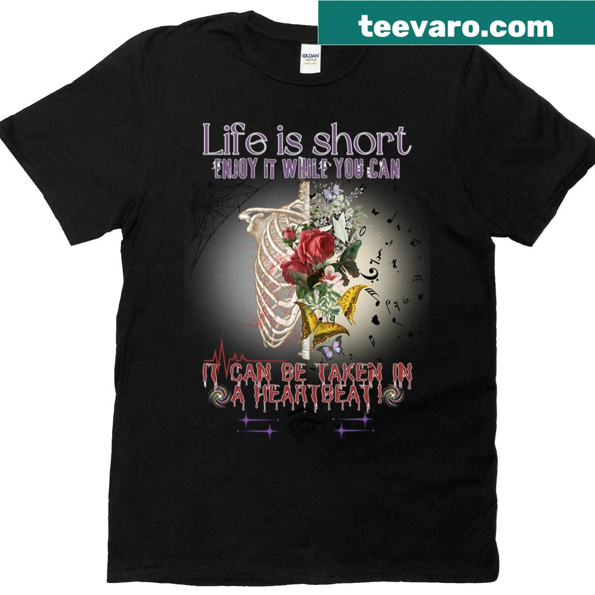 Oversized t-shirt featuring meaningful typography about life. — on a men's t-shirt