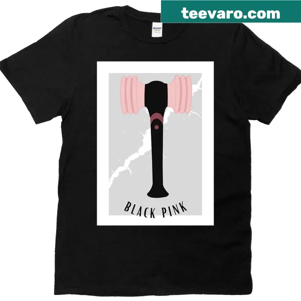 Minimalist Black Pink lightstick emblem on premium t-shirt