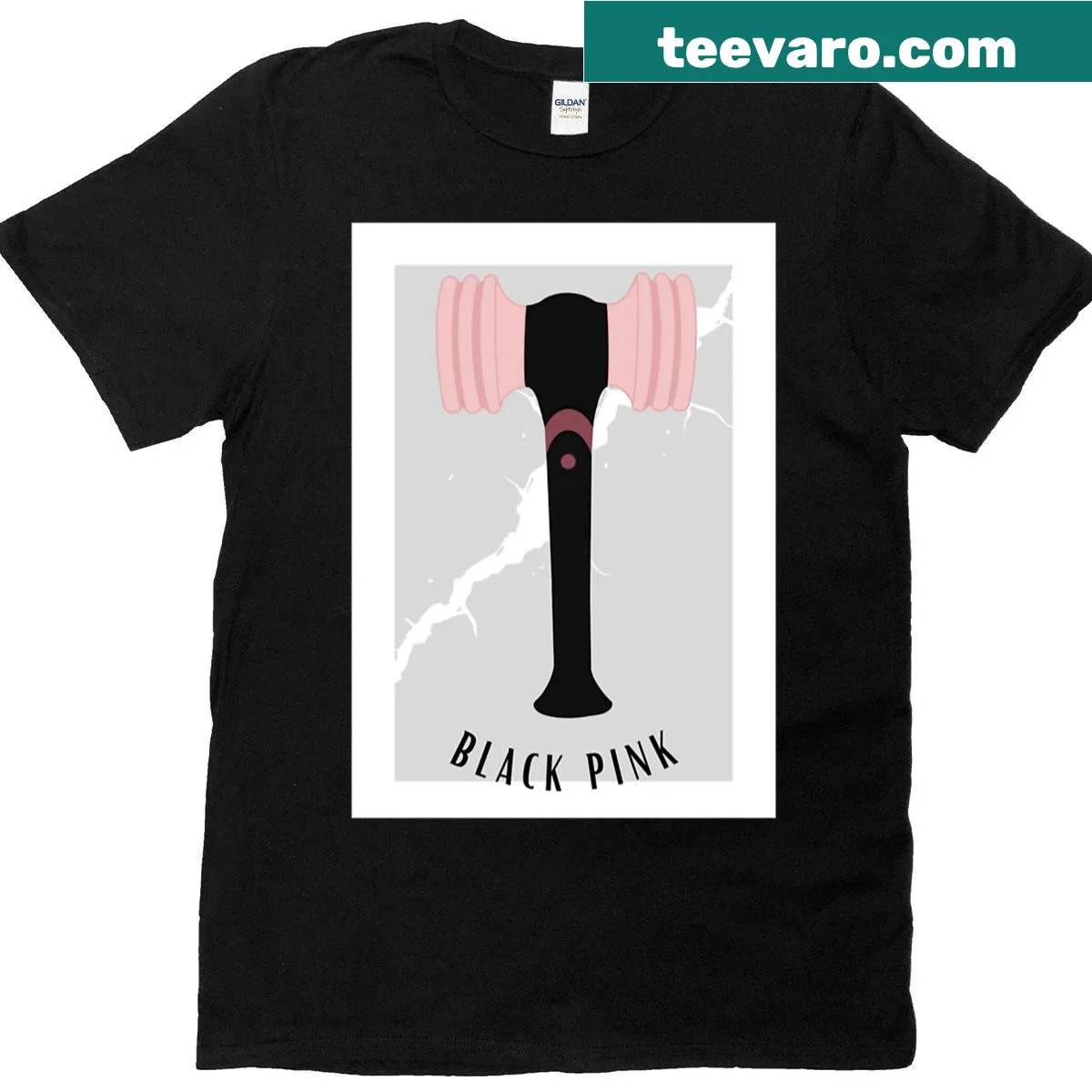 Minimalist Black Pink lightstick emblem on premium t-shirt — on a men's t-shirt