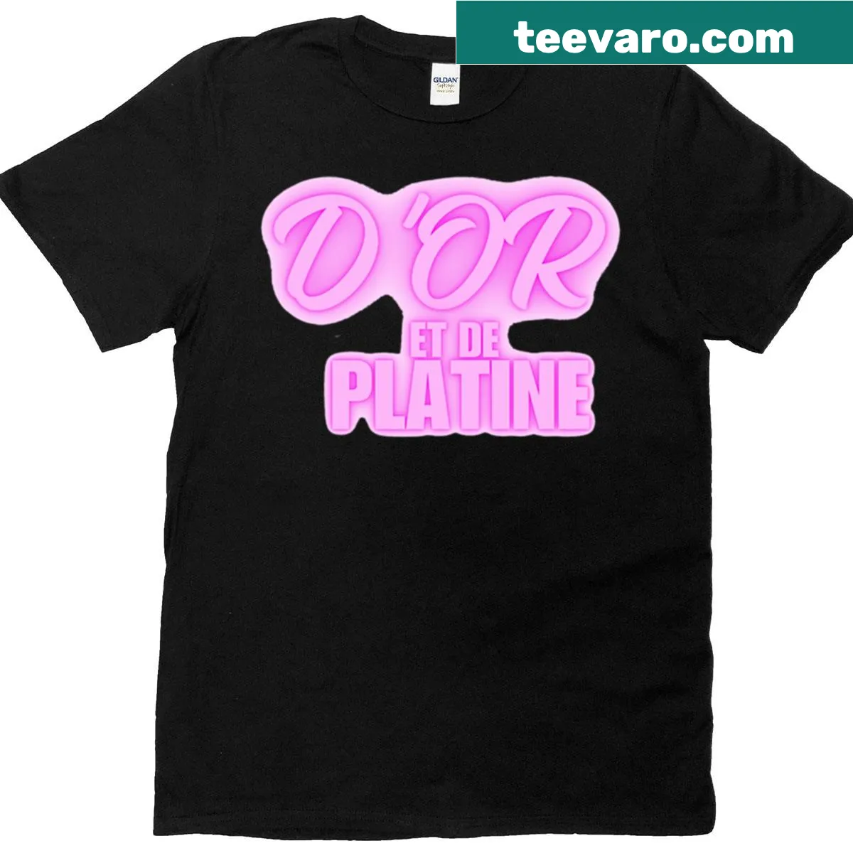 T-shirt featuring bold typography with a logo design — on a men's t-shirt
