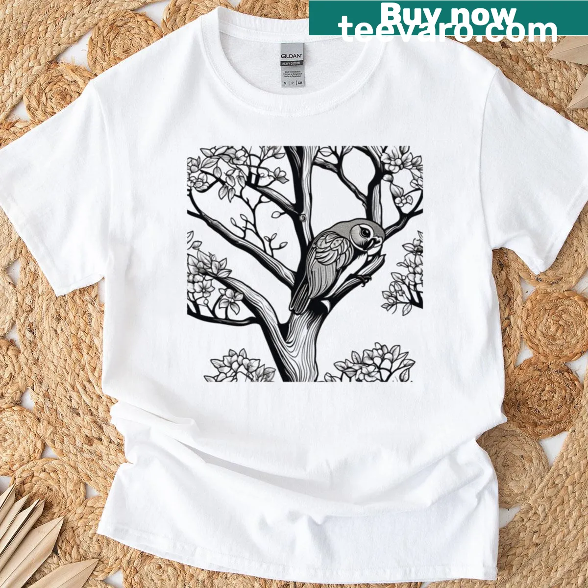 Cute doodle of lovebirds on a casual T-shirt — on a men's t-shirt