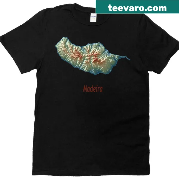 Elevation map silhouette of Madeira Island on a t-shirt