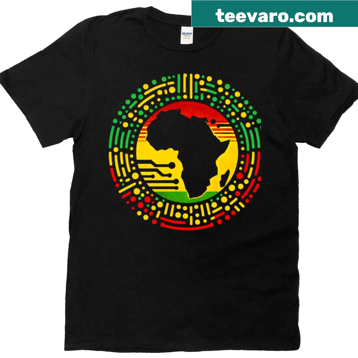 Illustrated map of Africa on t-shirt celebrating its geography and culture — on a men's t-shirt