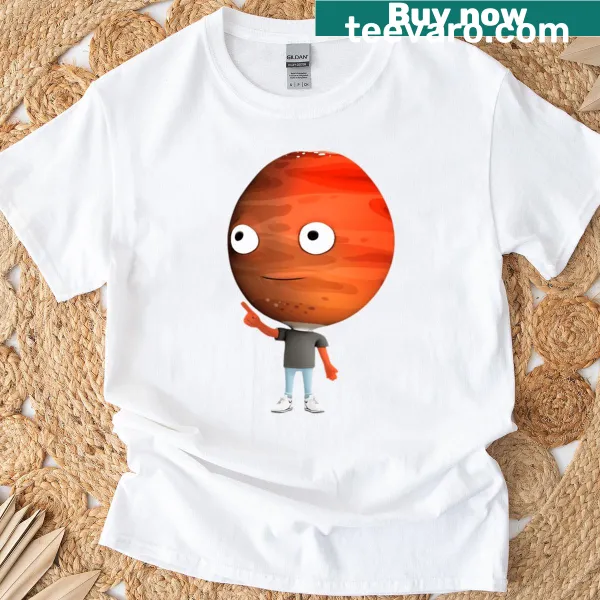 Minimalist silhouette of Mars on an oversized t-shirt