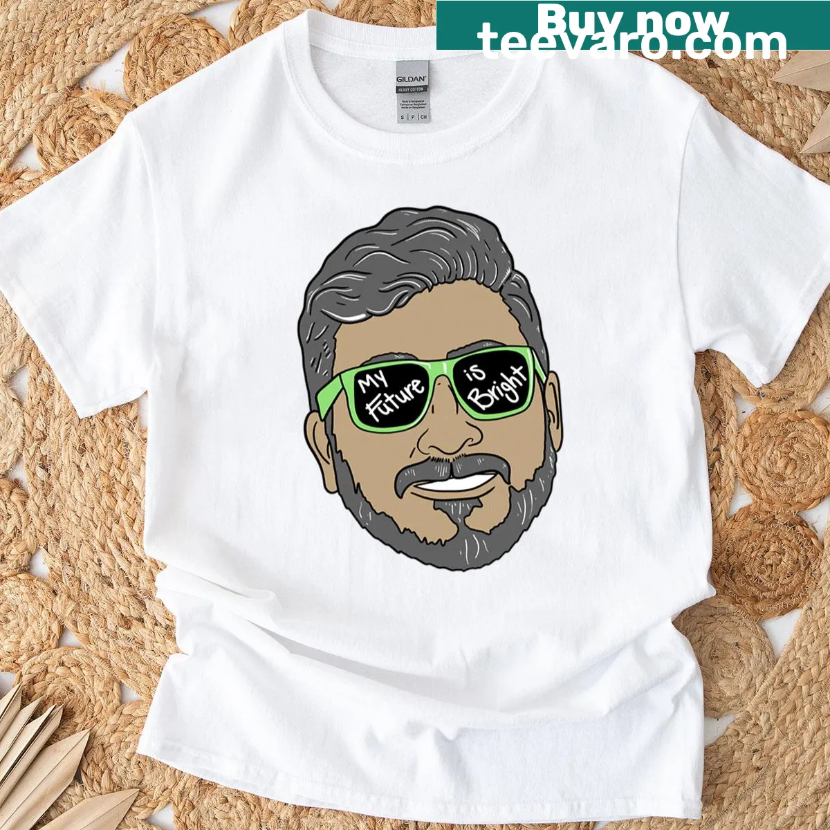 Inspirational 'My Future Is Bright' shirt with bold typography and a graphic design. — on a men's t-shirt