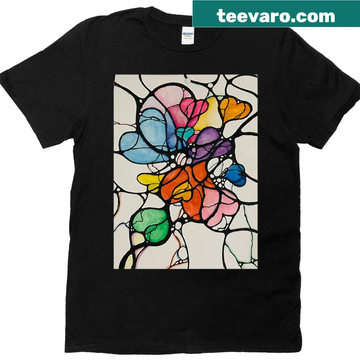 Neurographic design featuring hearts in an abstract style — on a men's t-shirt
