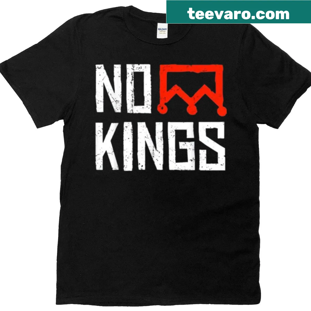 Minimalist T-shirt featuring the quote 'No Kings' in bold typography — on a men's t-shirt
