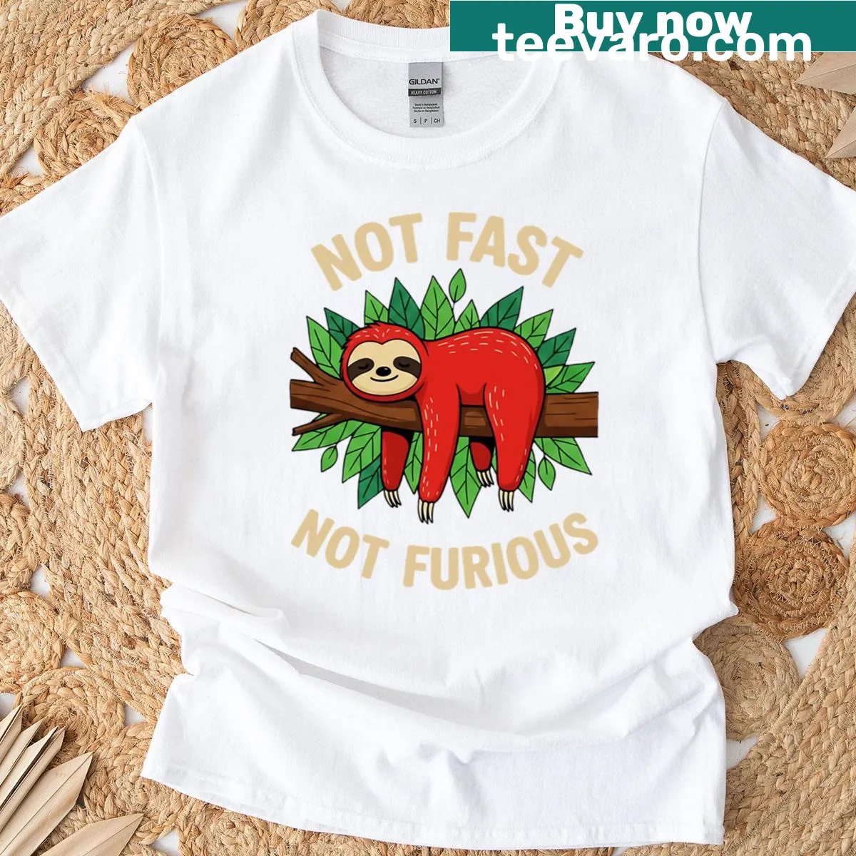 Funny sloth graphic on an oversized T-shirt — on a men's t-shirt