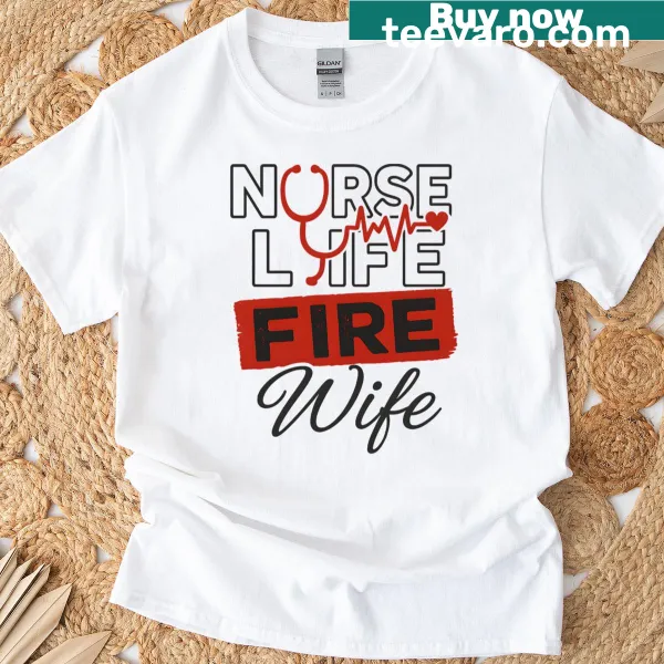 Oversized T-shirt with Nurse Life Fire Wife graphic
