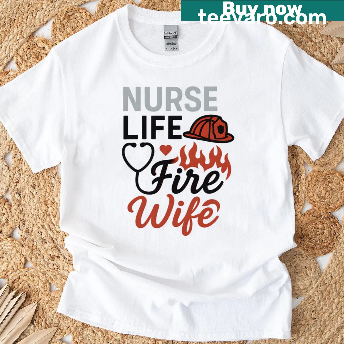 Nurse Life Fire Wife T-shirt with a supportive graphic — on a men's t-shirt