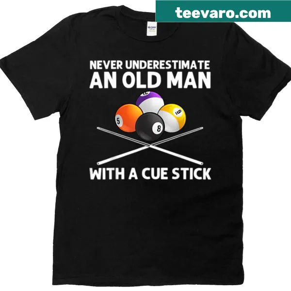 T-shirt featuring the phrase 'Old Man Pool Master' in bold text