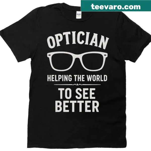 Oversized T-shirt featuring an illustration of an optician helping people