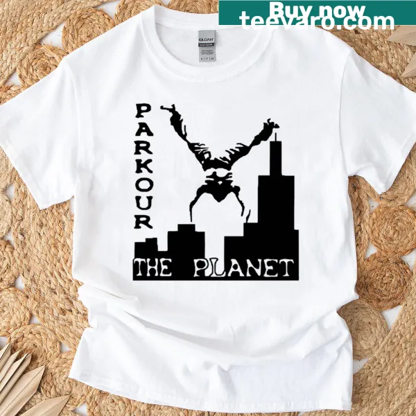 Dynamic typography design featuring the word 'Parkour' on a t-shirt