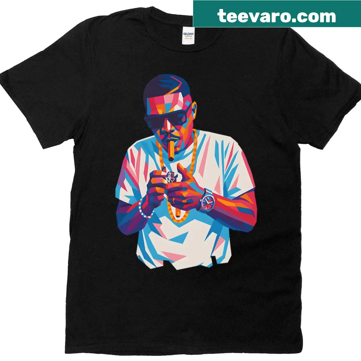 Pop art design t-shirt featuring rapper Nas — on a men's t-shirt