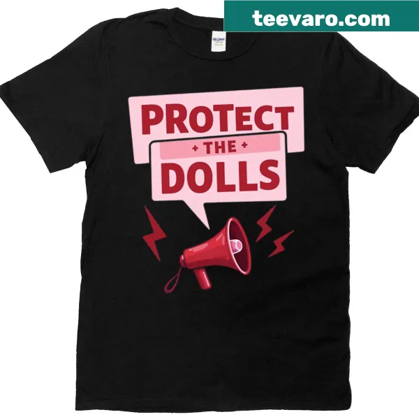 Graphic tee featuring 'Protect The Dolls' text with doll illustrations