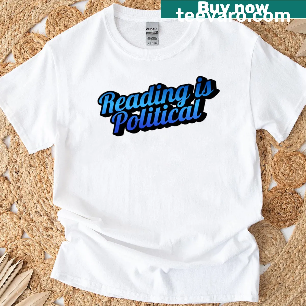 T-shirt with bold typography proclaiming the message about reading — on a men's t-shirt