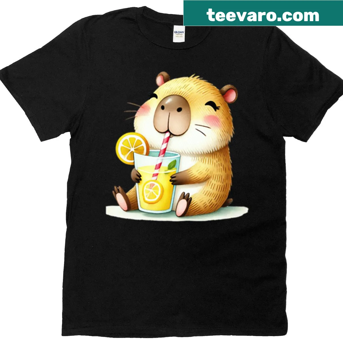 Playful capybara illustration on an oversized tee — on a men's t-shirt
