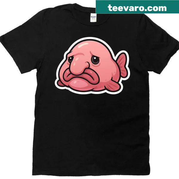 Oversized T-shirt with cute sad blobfish meme graphic
