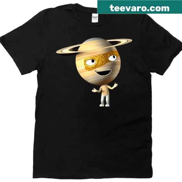 Minimalist T-shirt featuring a silhouette of Saturn