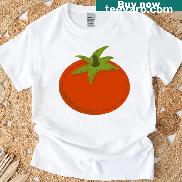 Charming patchwork illustration of tomatoes on a t-shirt