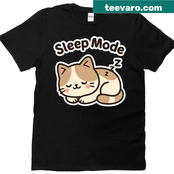 Kawaii sleeping cat graphic on a cute T-shirt