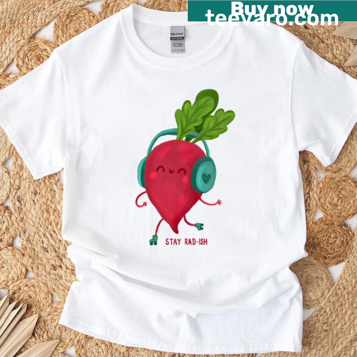 Illustration of a dancing radish on skates T-shirt — on a men's t-shirt